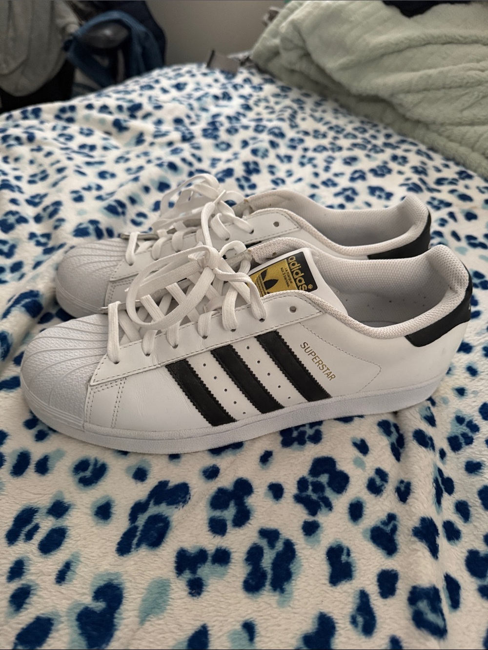 adidas superstars  White Sneakers with Black Stripes size 11